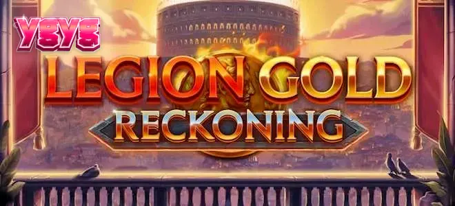 Cena de batalha épica com estandartes romanos no slot Legion Gold Reckoning